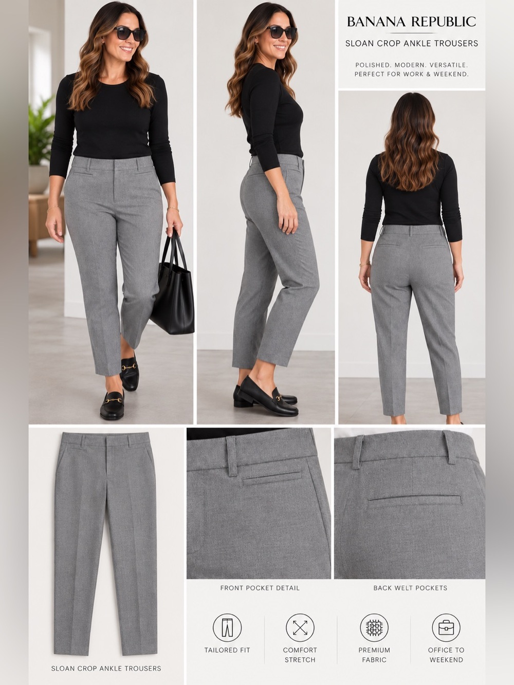 Banana Republic Sloan Crop Ankle Trousers — Gray Women's Pants 10